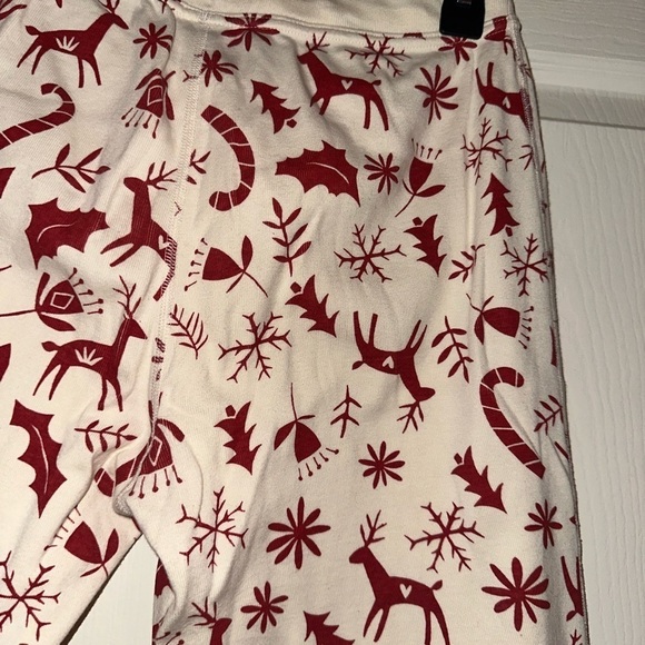 Hanna Andersson women’s cream red Christmas holiday print pajama jogger pants M - Picture 6 of 8